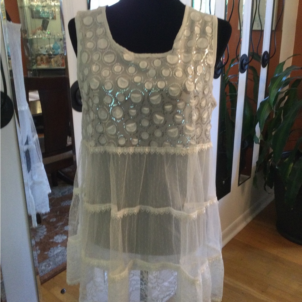 Forgotten Grace White Lace top Lined Size L